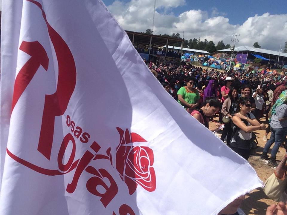 Participación de Rosas Rojas en el Primer Encuentro Internacional Político, Artístico, Deportivo y Cultural de Mujeres que Luchan